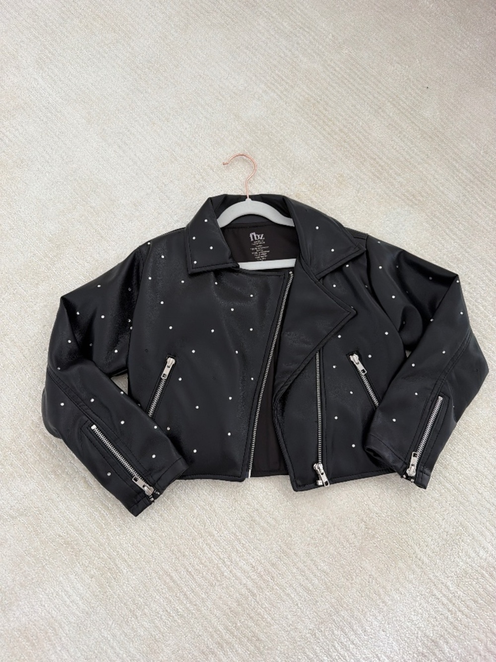 Girls FBZ leather jacket with rhinestones size 6